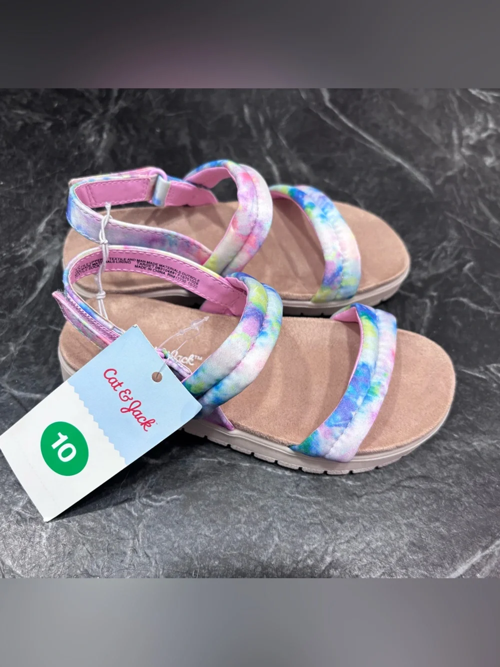Cat & Jack Kids Tie-Dye Purple Pink Blue Strap Sandals